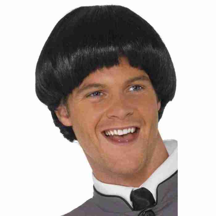 60er Jahre Perücke Herren schwarz Bowl Cut Retro Stil