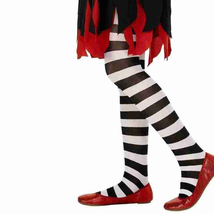 Kinder Strumpfhose schwarz weiß gestreift Karneval Fasching