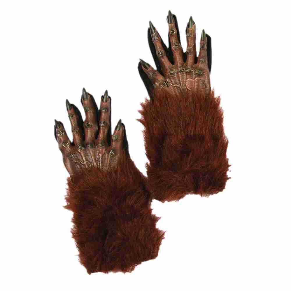 Werwolf Handschuhe braun Halloween Kostüm Accessoires mit Krallen