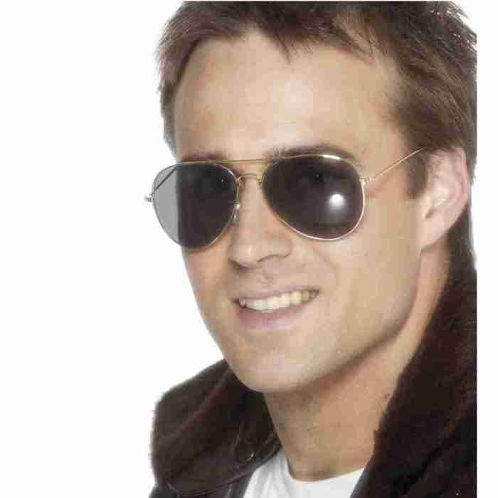 Fliegerbrille Gold Aviator Specs Kostüm Accessoire