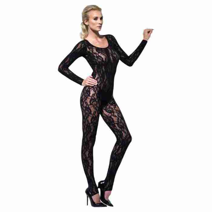 Bodystocking Spitze Schwarz Damen eleganter Body Stocking