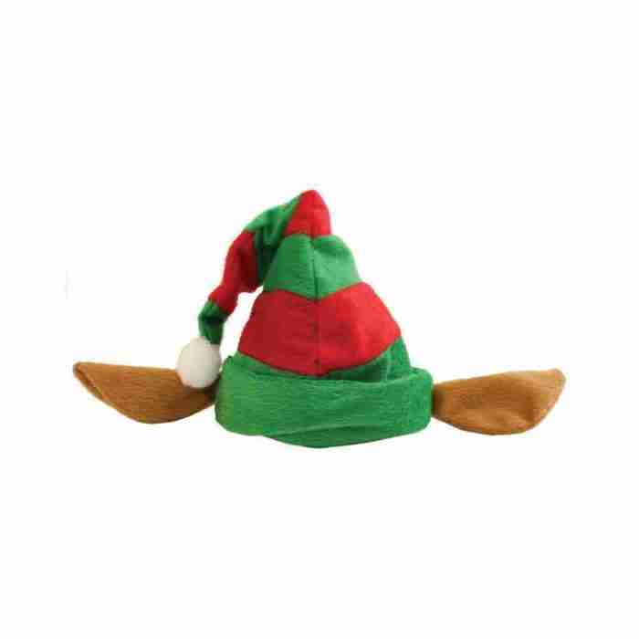 Weihnachts Elfenmütze für Hunde rot grün Plüschmaterial