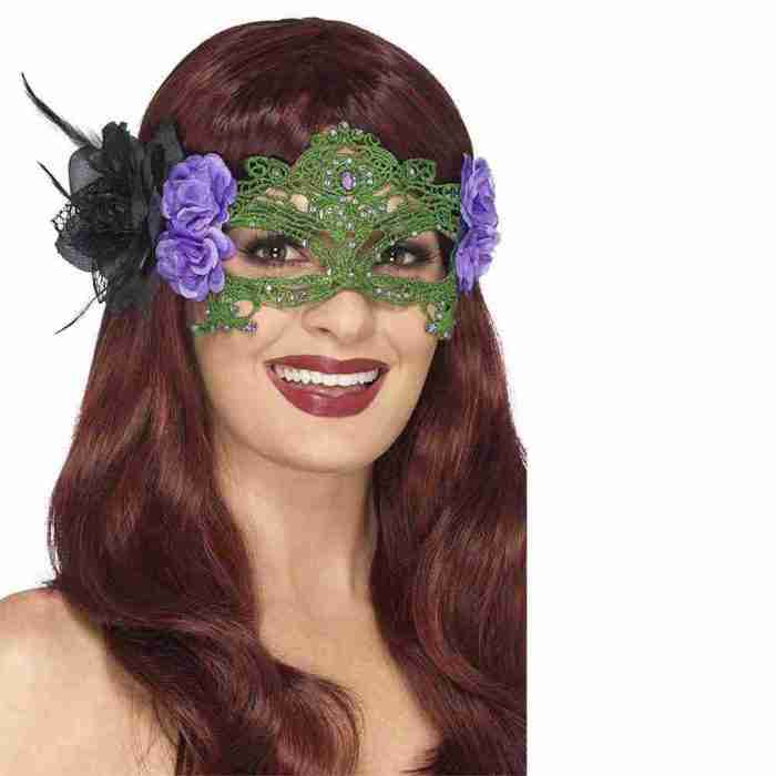 Hexen Augenmaske Schwarz bestickte Spitze Filigran Design Karneval