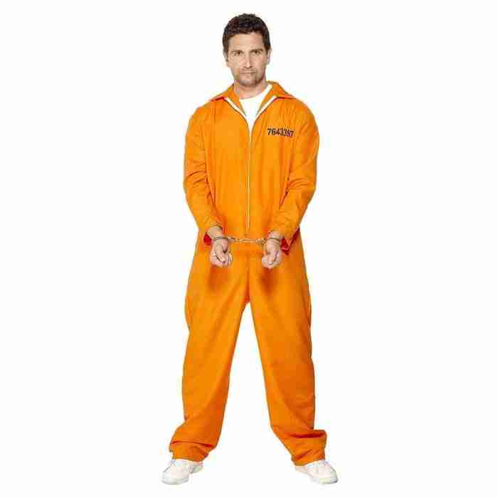 Herren Entflohener Häftling Kostüm Sträfling Overall - carnivalstore.de
