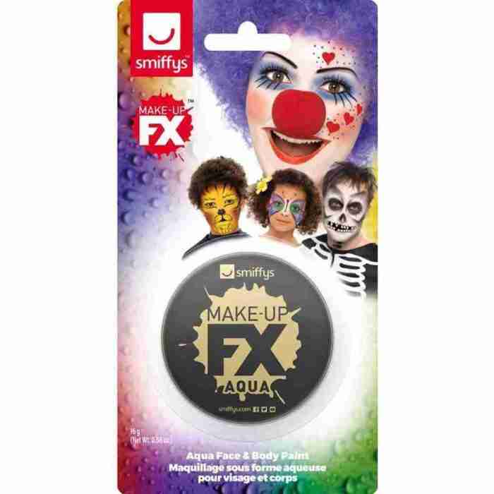 Schwarze Aqua Gesichtsfarbe Smiffy's Make-Up FX Display Karte