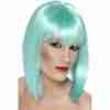 Neon Aqua Perücke kurz mit Pony Damen Glam Wig türkis