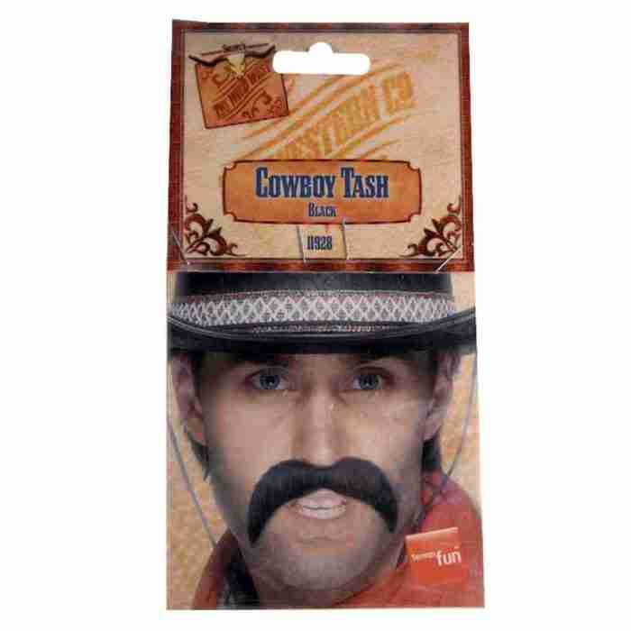 Cowboy Schnurrbart schwarz selbstklebend für Herren Kostüm