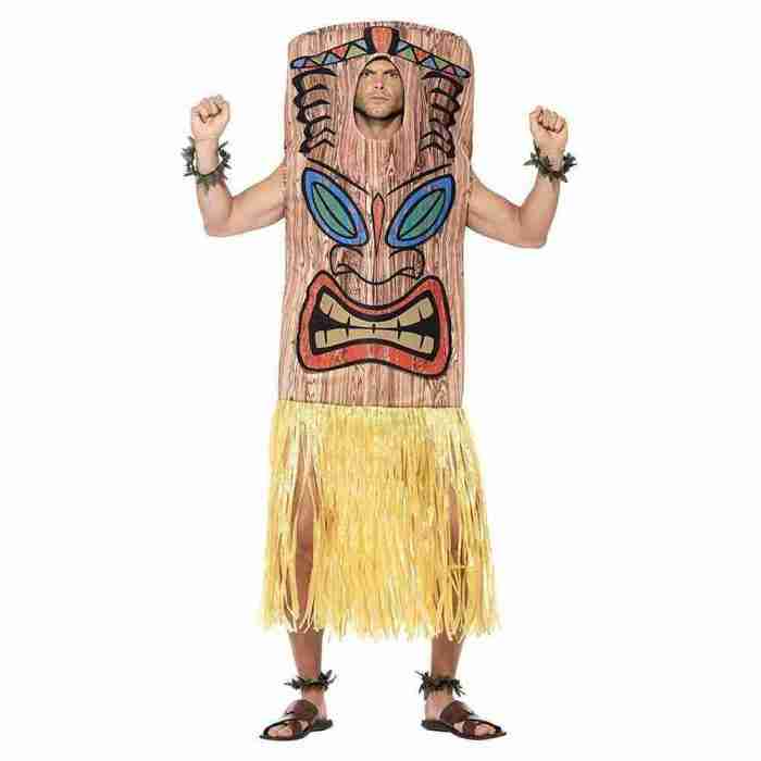Tiki Totem Kostüm Braun Unisex mit Wappenrock Karnevalskostüm
