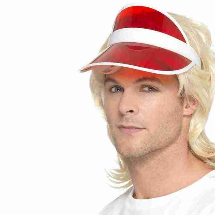 80er Jahre Sonnenvisier rot Retro Accessoire Karneval