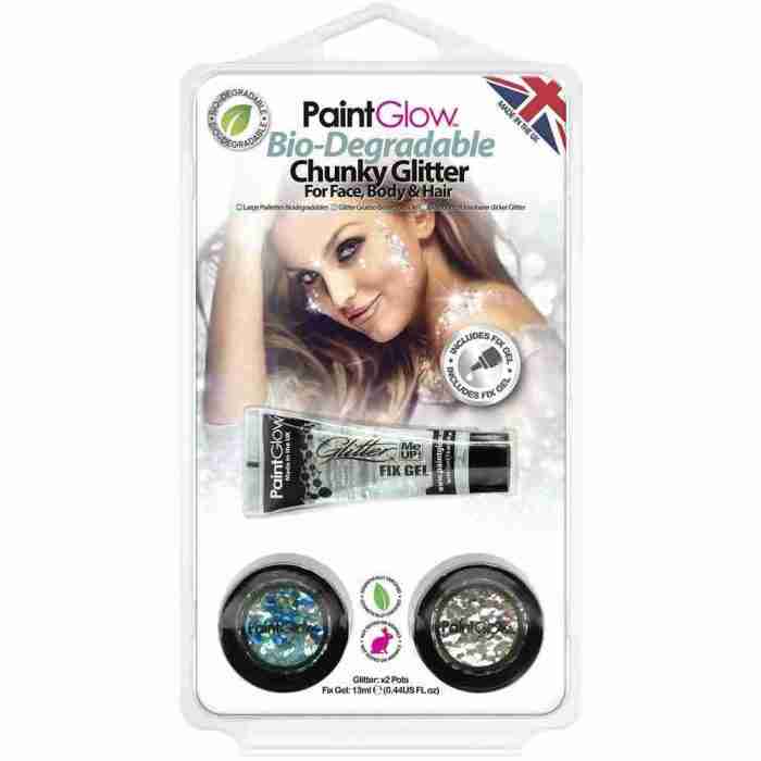 Bio-abbaubarer Glitter PaintGlow Chunky Glitter Set für Gesicht Körper Haar