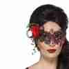 Tag der Toten Augenmaske Damen schwarz Metall Filigran mit Rosen