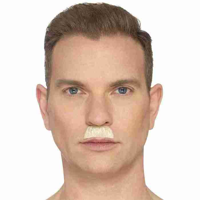 Schnurrbart Blond handgeknüpft Zahnbürsten-Stil Karneval Kostüm