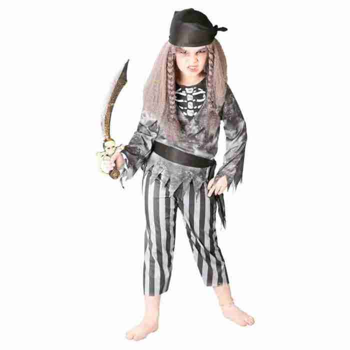 Gespenstisches Piratenkostüm Kinder Halloween grau schwarz gestreift
