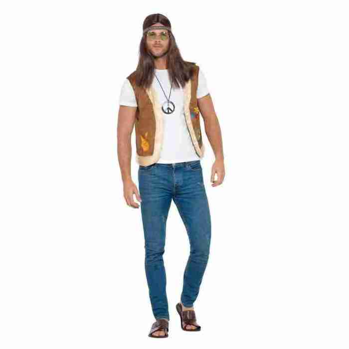 Hippie Weste Braun Herren Retro Kostüm mit CND-Print