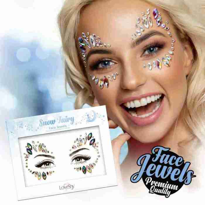 Gesichtsschmuck Schneefee Strass-Steine Karneval Fasching