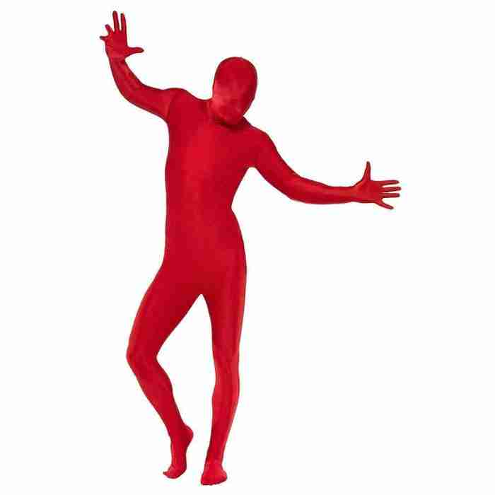 Herren Second Skin Kostüm in Rot - Ganzkörperanzug mit Bauchtasche