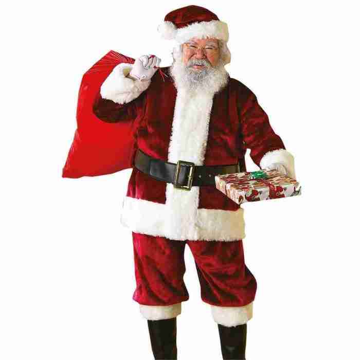 Weihnachtsmann Kostüm Herren Crimson Plüsch Santa Anzug Deluxe