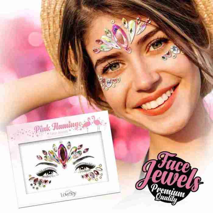 Gesichts Schmucksteine Pink Flamingo Face Jewels Glitzer