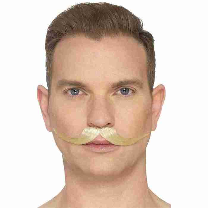 Englischer Schnurrbart Blond handgeknüpft Smiffy's Karneval Fasching