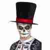 Tag der Toten Zylinderhut schwarz mit Sugar Skull Design Halloween Karneval