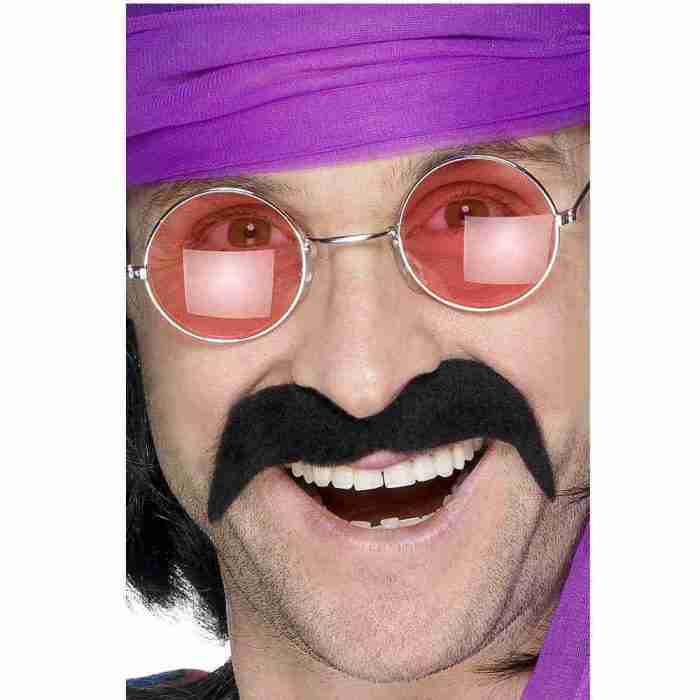 Schwarzer Seventies Schnurrbart selbstklebend Disco Style