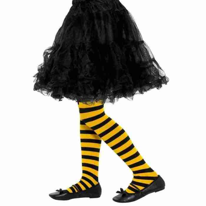 Kinder Bienen Strumpfhose Details gelbe schwarze Streifen