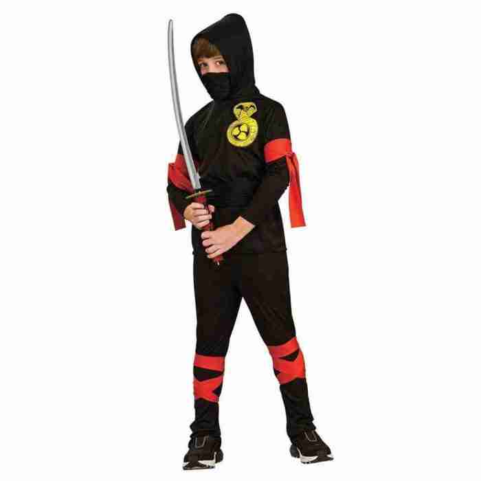 Ninja Kostüm Kinder schwarz komplettes Set Halloween Karneval
