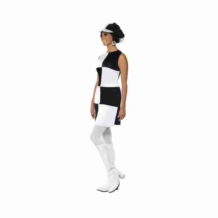 60er Jahre Kostüm Damen Detailansicht Retro Party Kleid - carnivalstore.de