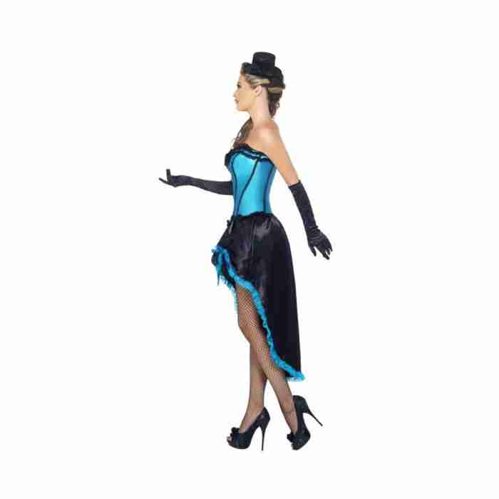 Burlesque Tänzerin Kostüm Blau Rückansicht - carnivalstore.de