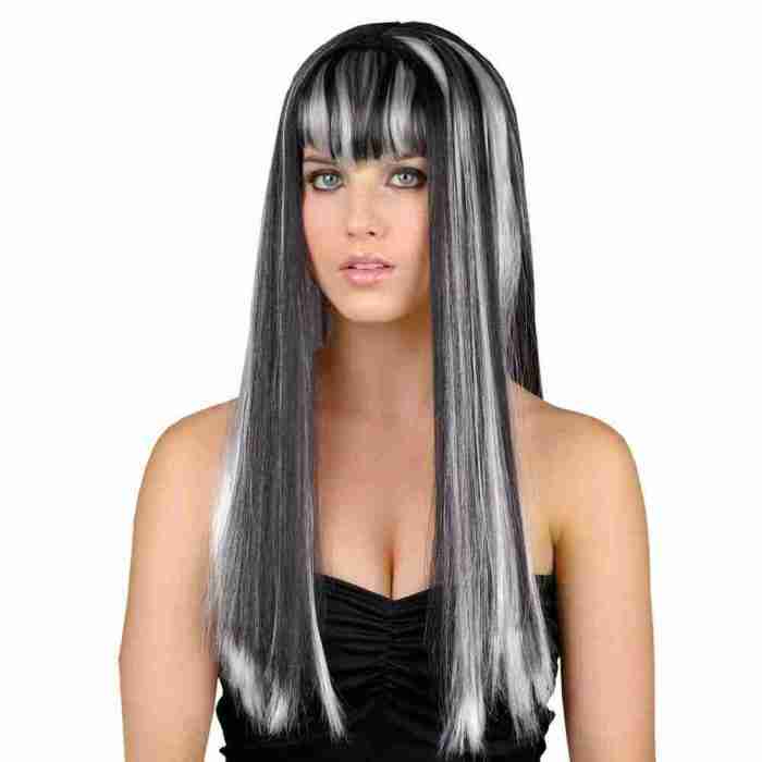 Halloween Perücke Dead Gorgeous schwarz silber Vampir Kostüm Damen