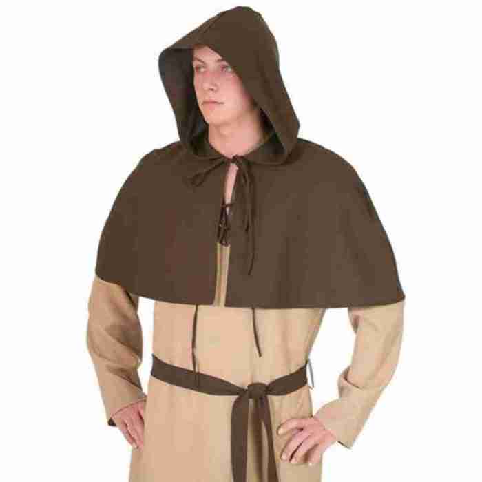 Mittelalterliche Gugel Braun Herren Kostüm Accessoire