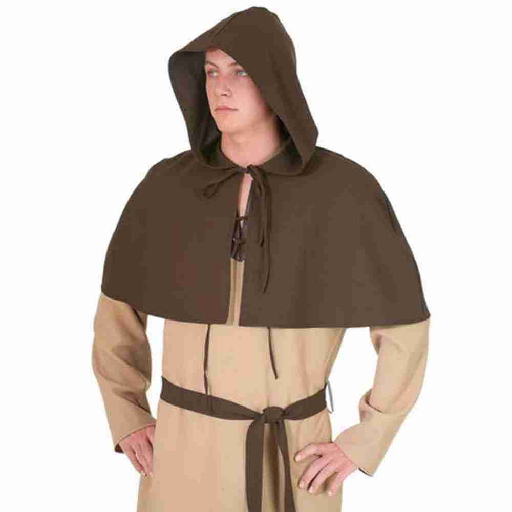 Mittelalterliche Gugel Braun Herren Kostüm Accessoire