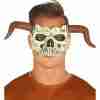 Halloween Maske Totenkopf mit Hörnern Schaumstoff Halbmaske braun weiß
