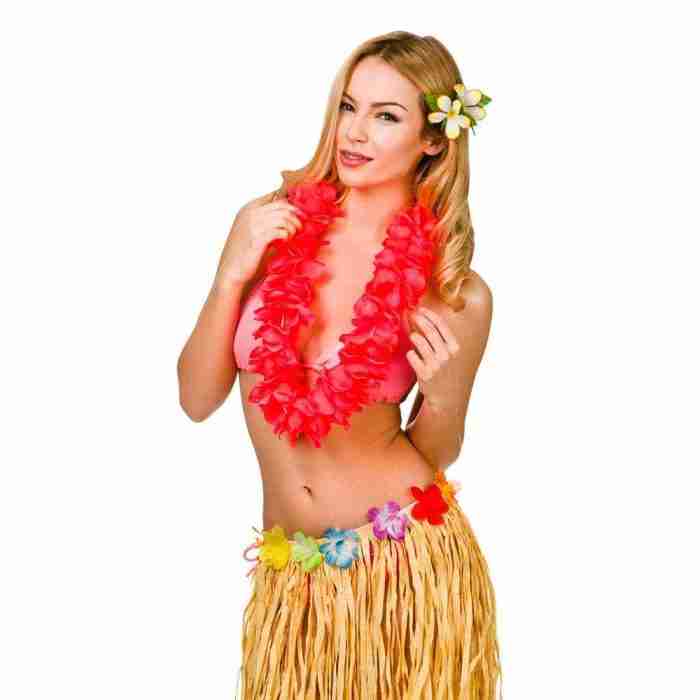 Hawaiianische Blütenkette Rot - Tropische Lei Blume