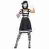 Pantomime Kostüm Damen - Elegantes schwarzes Mime Artist Outfit