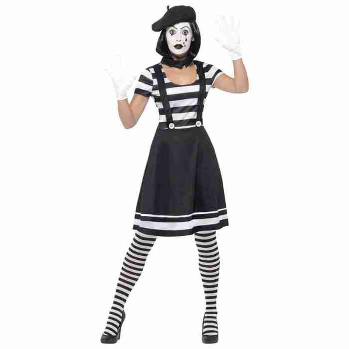 Pantomime Kostüm Damen - Elegantes schwarzes Mime Artist Outfit