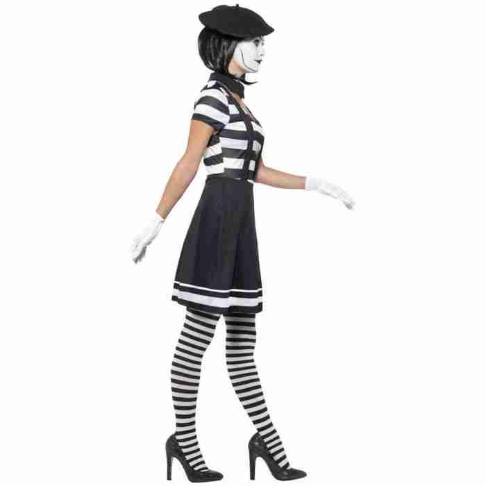 Lady Mime Artist Costume - Schwarzes Pantomime Kostüm für Damen