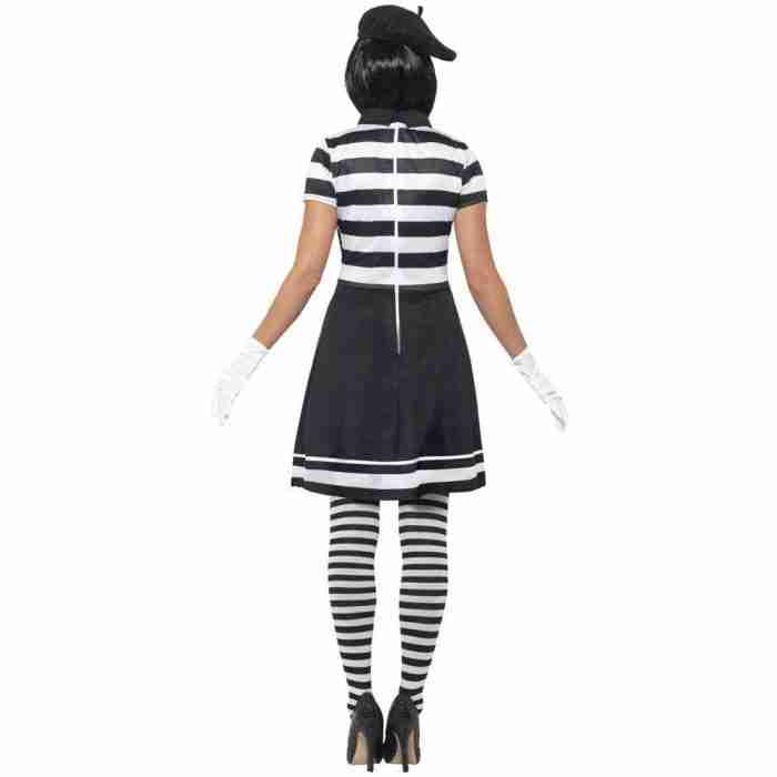 Pantomime Kostüm für Frauen - Komplettes Mime Artist Set mit Baskenmütze