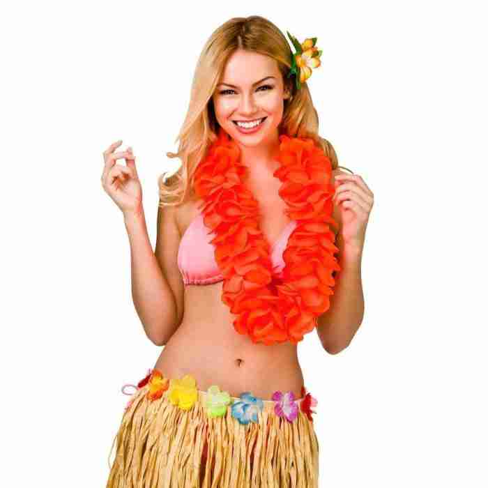 Hawaii Lei Blumenkette Orange - Große Blüten Accessoire