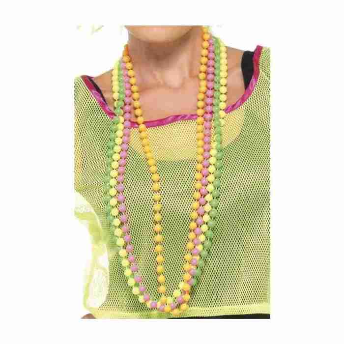 Fluoreszierende Perlenkette 4 Stränge Neon Karneval Accessoire