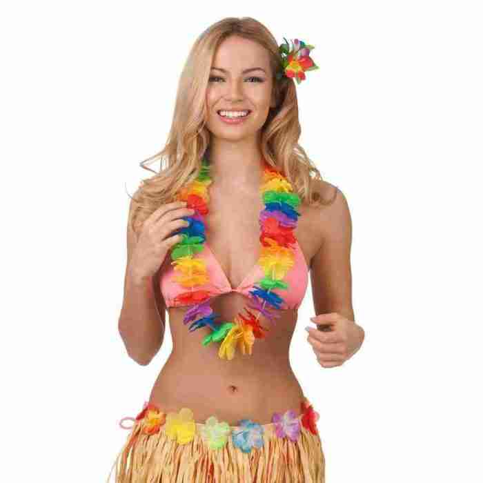 Hawaii Lei Blumenkette mehrfarbig tropisches Karneval Accessoire