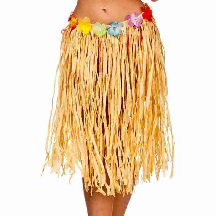 Hula Rock Raffia Natur 60cm authentisches Hawaii Kostüm Damen