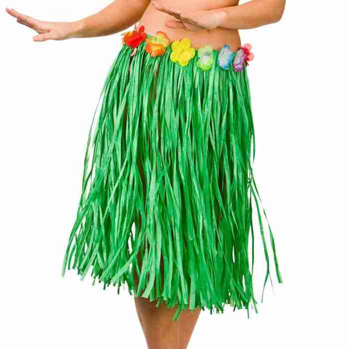 Hawaiianischer Hula Rock 60cm in Grün - Carnival Store GmbH
