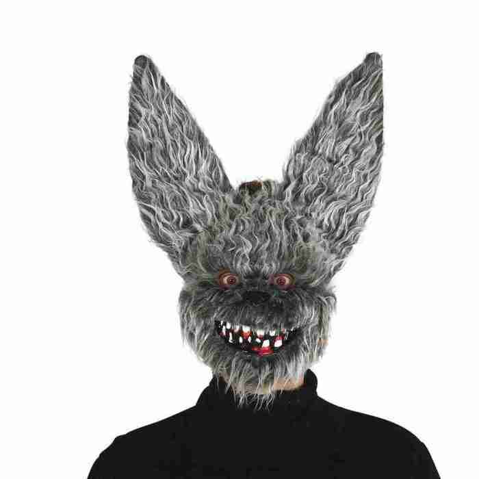 Fledermaus Maske mit Haaren grau Halloween Tiermaske böse