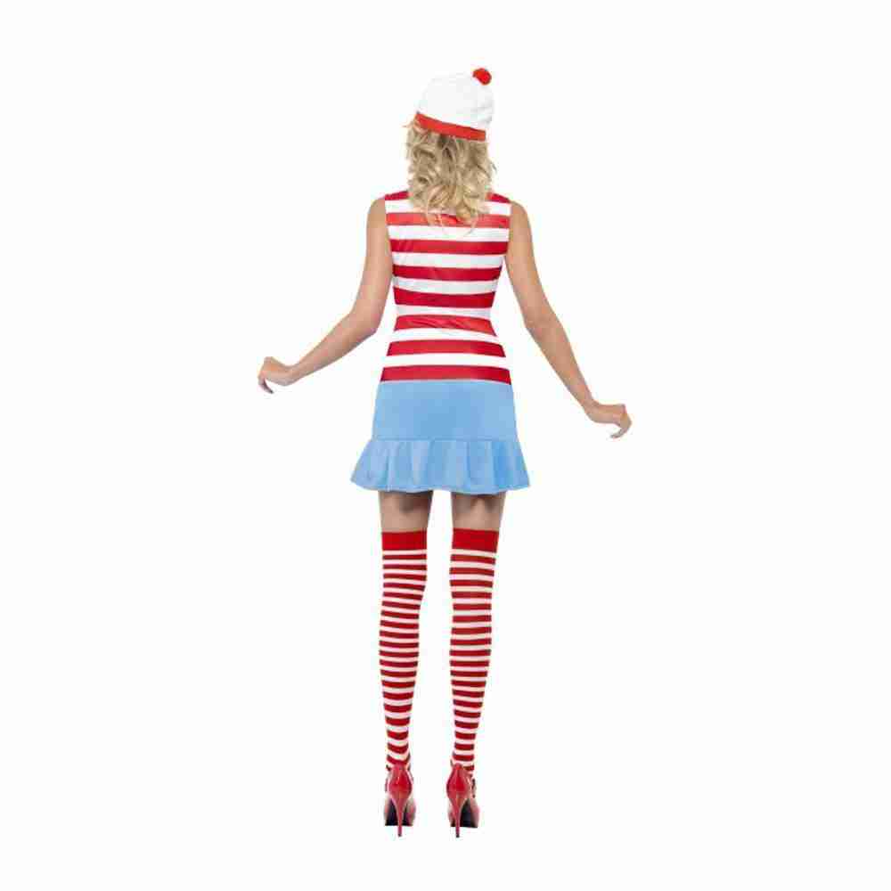 Damen Wenda Verkleidung rot weiß gestreiftes Kleid Karneval