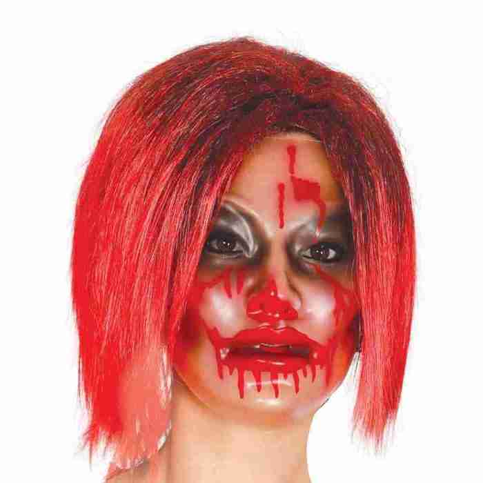 Halloween Horror Maske Frau mit Blut transparente PVC Gruselmaske