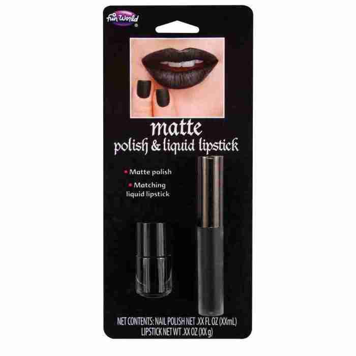 Matte schwarze Schminke Set Lippenstift Nagellack Gothic Make-up