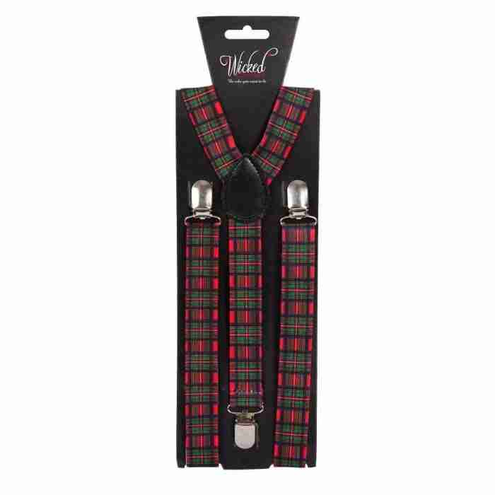 Elastische Hosenträger bunt mit Tartan Muster - Carnival Store GmbH
