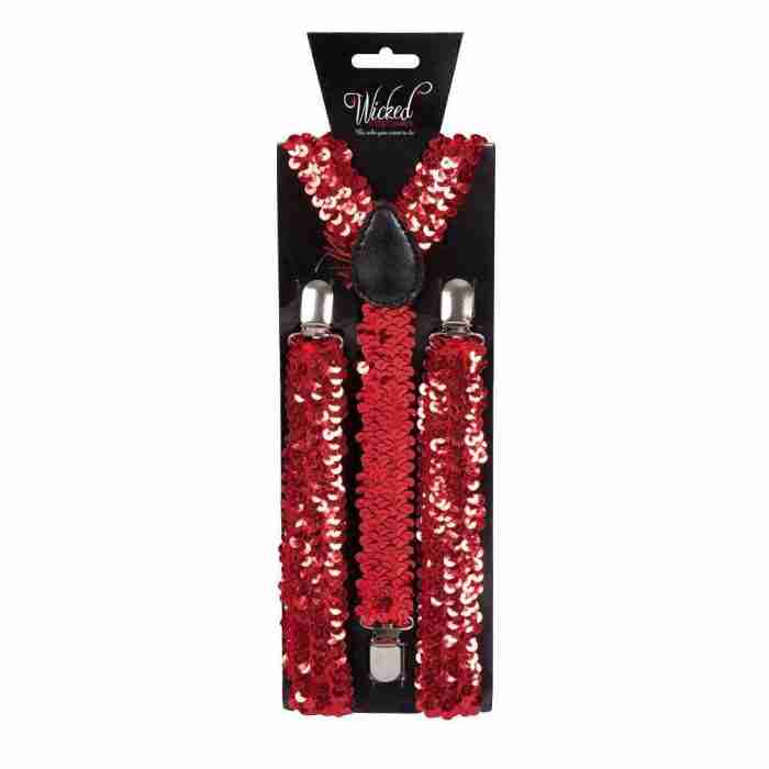 Elastische Hosenträger bunt mit Rote Pailletten - Carnival Store GmbH