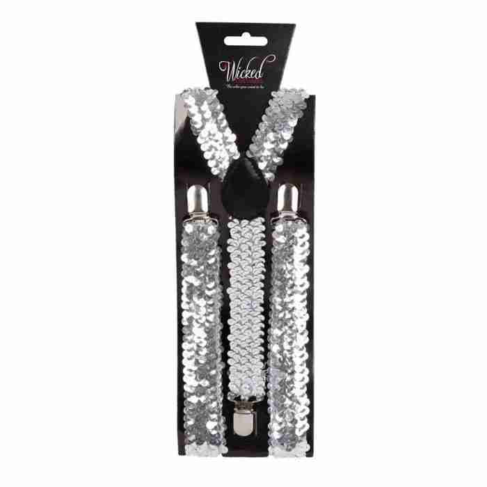 Elastische Hosenträger bunt mit Silber Pailletten - Carnival Store GmbH